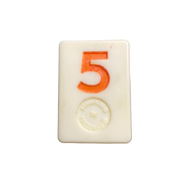 Pressman Rummikub Orange 5 Tile Original Replacement Game Piece Smooth Back u - Picture 1 of 2
